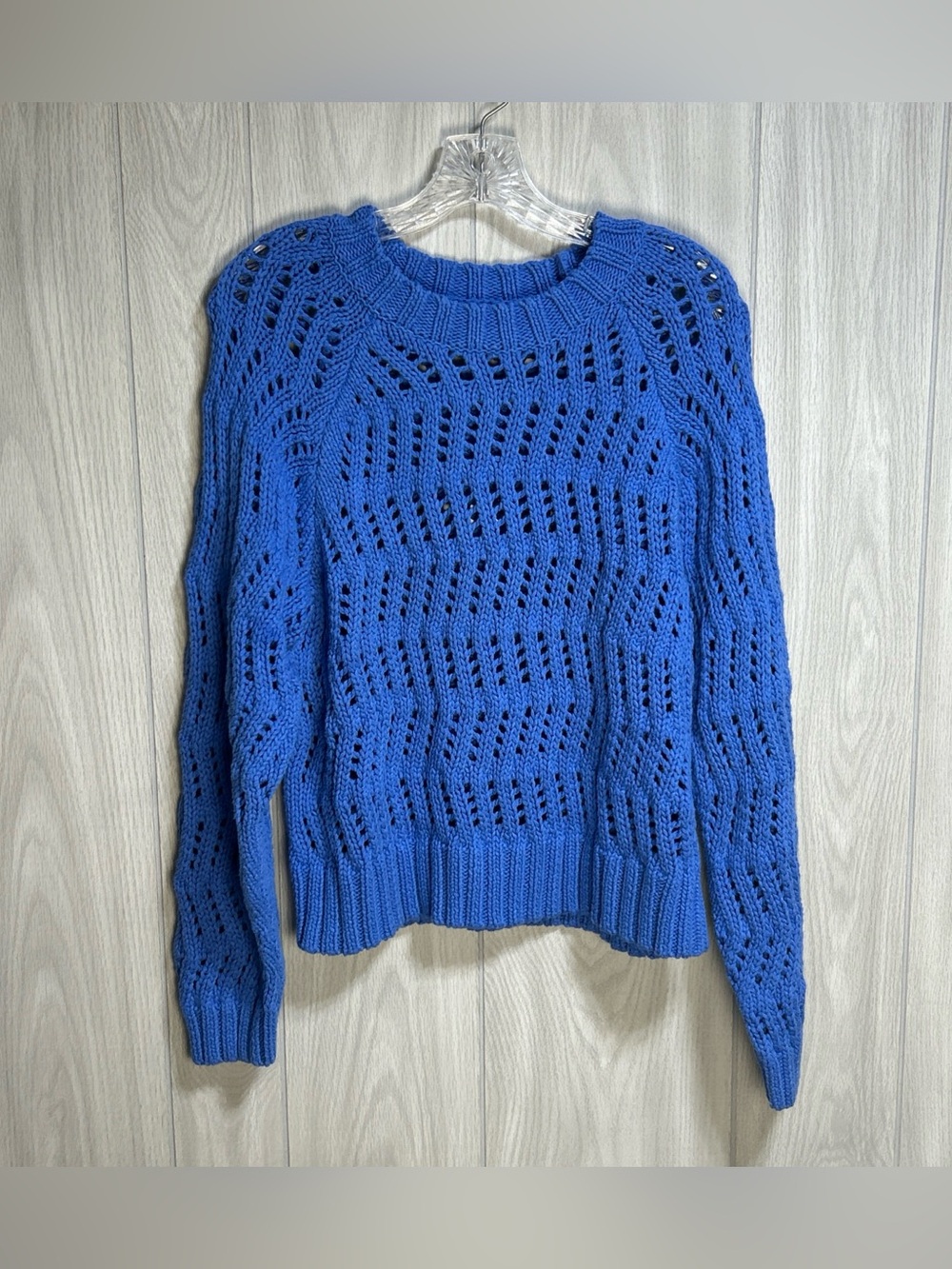 American Eagle Blue Chunky Open Knit Long Sleeve Sweater Size Medium